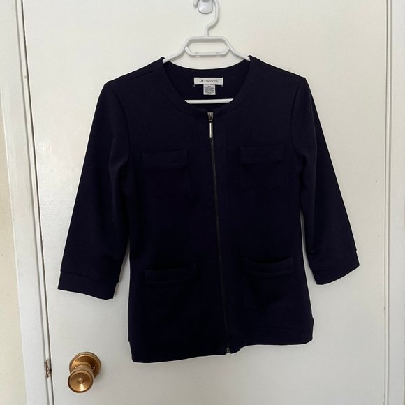 3 for $30 Liz Claiborne women office jacket navy blue size S - Picture 1 of 9